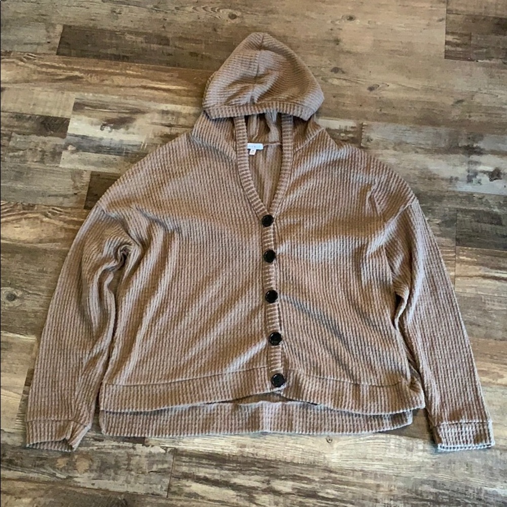 Button Down Sweater with Hood